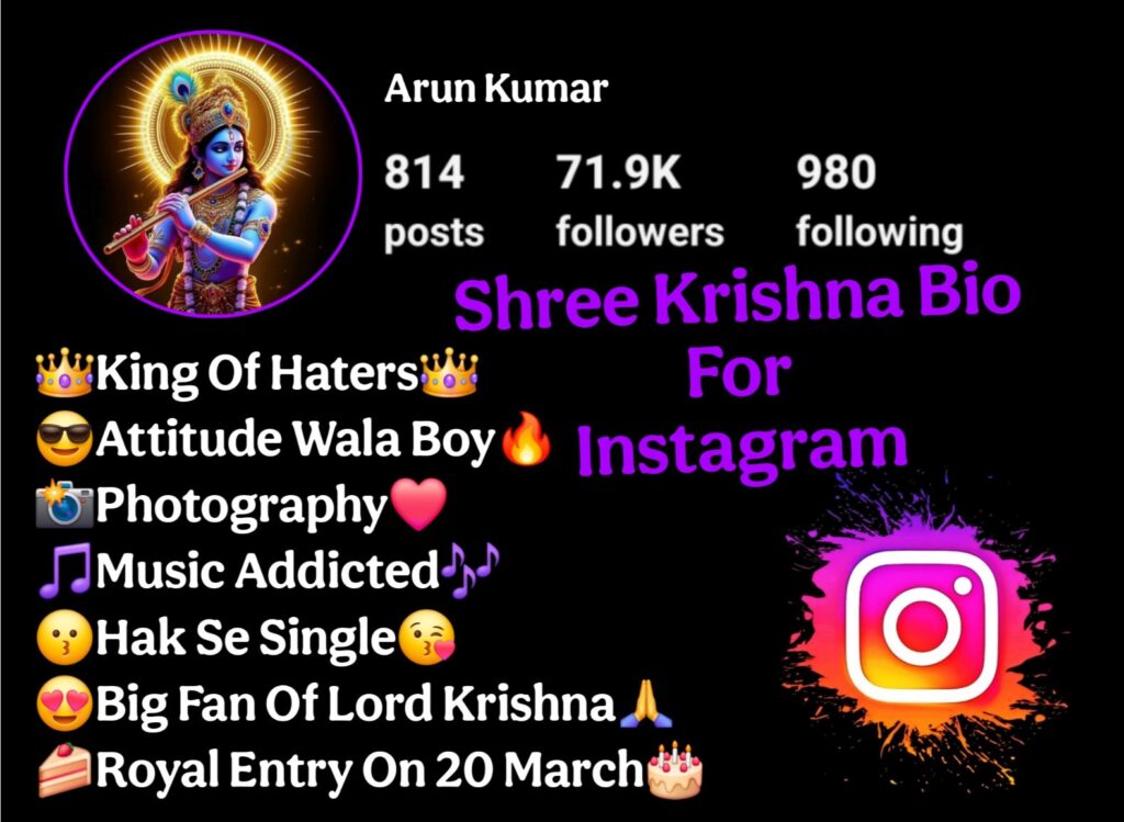 Krishna Bio For Instagram